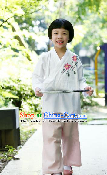 Traditional Chinese Han Dynasty Children Hanfu Costume, China Ancient Martial Arts Hand Painting Clothing for Kids