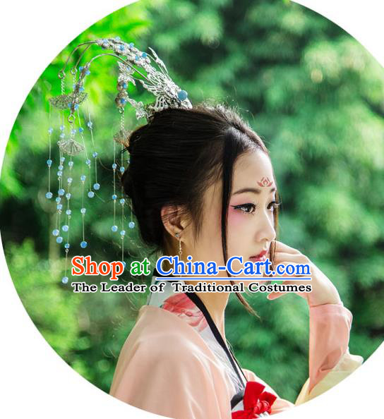 Traditional Handmade Chinese Ancient Classical Hair Accessories Bride Wedding Phoenix Coronet Hair Jewellery, Hair Fascinators Hairpins for Women