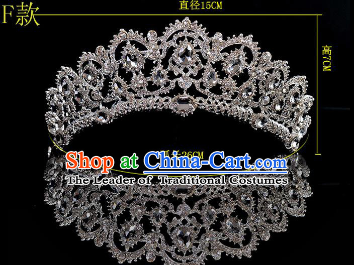 Top Grade Handmade Chinese Classical Hair Accessories Baroque Style Crystal Princess Wedding Royal Crown, Bride Hair Sticks Hair Jewellery Hair Coronet for Women