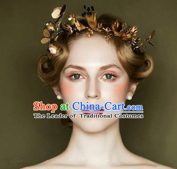 Top Grade Handmade Chinese Classical Hair Accessories Baroque Style Wedding Dragonfly Golden Hair Stick Headband Bride Hair Clasp for Women