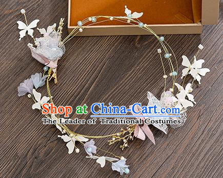 Top Grade Handmade Chinese Classical Hair Accessories Princess Wedding Butterfly Flowers Hair Clasp Headband Bride Headwear for Women