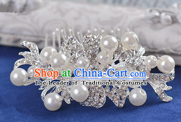 Top Grade Handmade Chinese Classical Hair Accessories Princess Wedding Crystal Pearl Hair Comb Hair Stick Headband Bride Headwear for Women