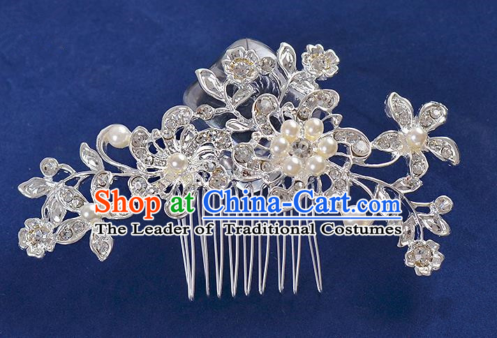 Top Grade Handmade Chinese Classical Hair Accessories Princess Wedding Crystal Flowers Hair Comb Hair Stick Headband Bride Headwear for Women