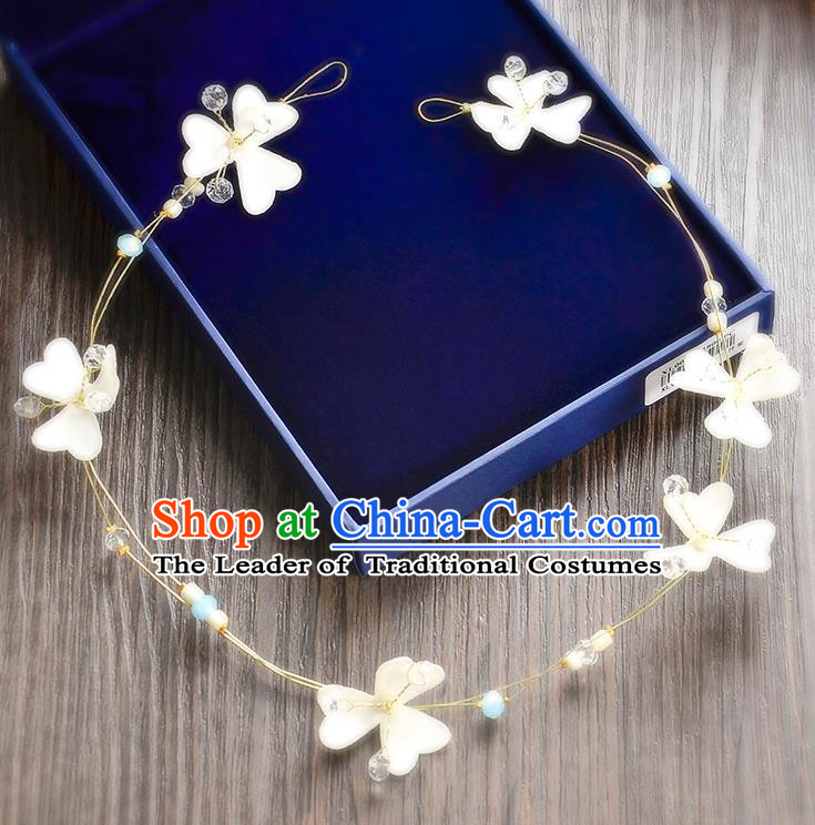 Top Grade Handmade Chinese Classical Hair Accessories Princess Wedding Baroque White Flowers Garland Hair Clasp Headband Bride Headband for Women