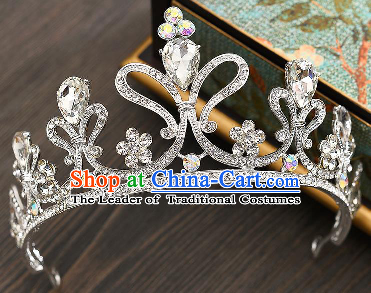 Top Grade Handmade Hair Accessories Baroque Queen Crystal Royal Crown, Bride Wedding Hair Jewellery Princess Imperial Crown for Women