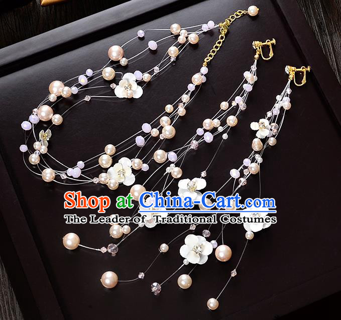 Top Grade Handmade Chinese Classical Hair Accessories Princess Wedding Baroque Headwear Pearls Hair Clasp Lace Headband for Women