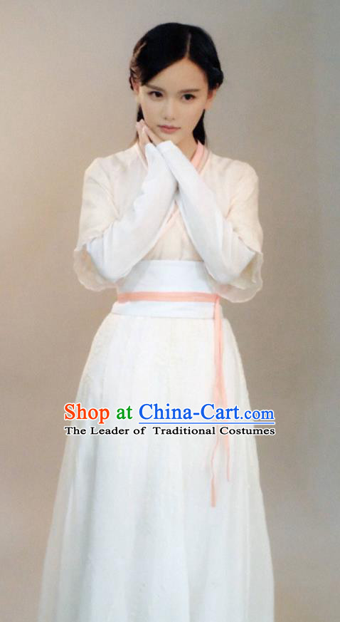 Traditional Chinese Southern and Northern Dynasties Palace Lady Costume, Lost Love In Times Chinese Ancient Fairy Maidservants Hanfu Dress for Women