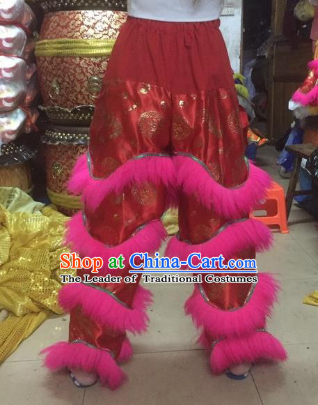 World Lion Dance Competition Fur Hoksan Costume Lion Dance Pants Adult Size Costumes Red Trousers