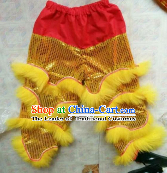 World Lion Dance Competition Fur Hoksan Costume Lion Dance Pants Adult Size Costumes Yellow Trousers