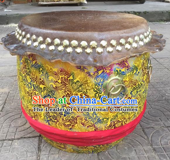 Dragon Dance Lion Dance Yellow Drum Cowhide Drum Cart Musical Instrument Tupan Complete Set