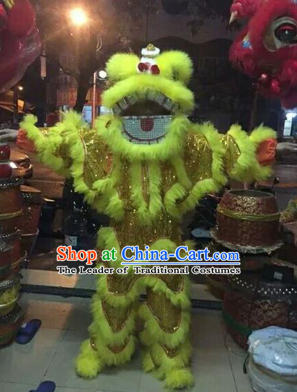 World Lion Dance Competition Yellow Fur Lion Head Lion Dance Single Person Costumes for Kids