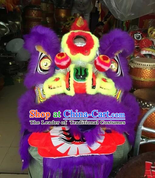 World Lion Dance Competition Purple Fur Lion Head Lion Dance Double Person Costumes for Adult