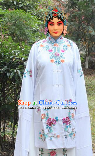 Traditional China Beijing Opera Young Lady Hua Tan Costume Embroidered Cape, Ancient Chinese Peking Opera Female Diva Embroidery Dress Clothing