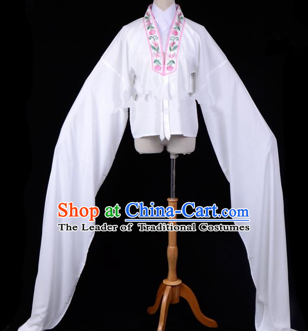 Traditional China Beijing Opera Young Lady Hua Tan Costume Princess Embroidered White Blouse, Ancient Chinese Peking Opera Diva Embroidery Water Sleeve Clothing