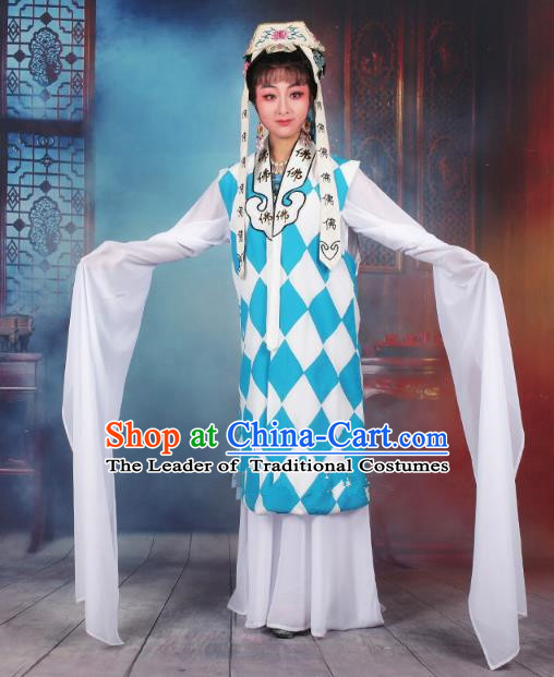 Traditional China Beijing Opera Taoist Nun Costume Woman Dress, Ancient Chinese Peking Opera Buddhist Clothing