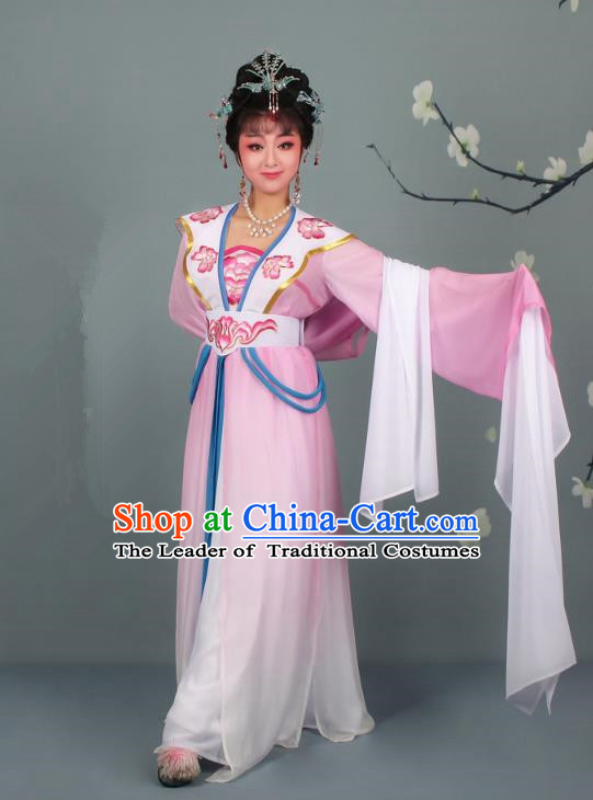 Top Grade Professional Beijing Opera Palace Lady Costume Hua Tan Pink Embroidered Clothing, Traditional Ancient Chinese Peking Opera Diva Embroidery Clothing