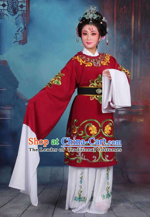 Traditional China Beijing Opera Old Women Costume Matchmaker Embroidered Red Clothing, Ancient Chinese Peking Opera Pantaloon Dress Clothing