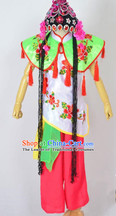 Traditional Chinese Professional Peking Opera Young Lady Costume, China Beijing Opera Diva Hua Tan Maidservants Clothing