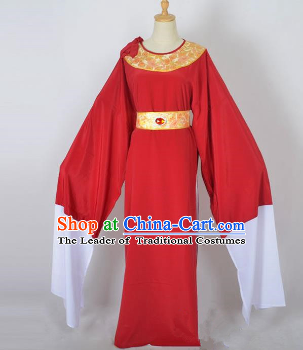 Traditional Chinese Professional Peking Opera Shaoxing Opera Old Men Costume, China Beijing Opera Ministry Councillor Clothing Red Long Robe and Belt Complete Set