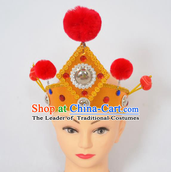 Traditional Handmade Chinese Classical Peking Opera Female General Hat, China Beijing Opera Warrior Takefu Headwear