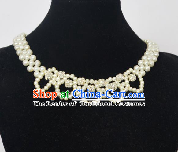 Traditional Handmade Chinese Classical Peking Opera Diva Accessories Necklace, China Beijing Opera Hua Tan Pearls Torque