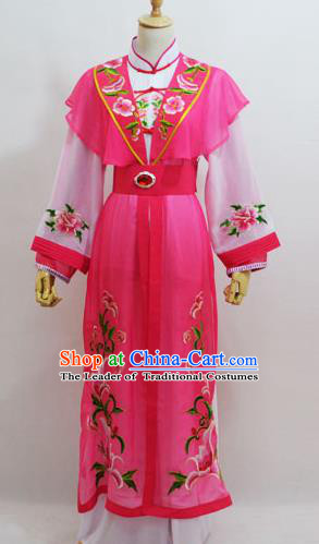 Traditional Chinese Professional Peking Opera Young Lady Princess Costume Pink Embroidery Dress, China Beijing Opera Diva Hua Tan Embroidered Clothing