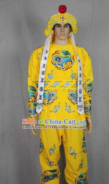 Traditional China Beijing Opera Takefu General Costume, Ancient Chinese Peking Opera Wu-Sheng Warrior Embroidery Yellow Clothing