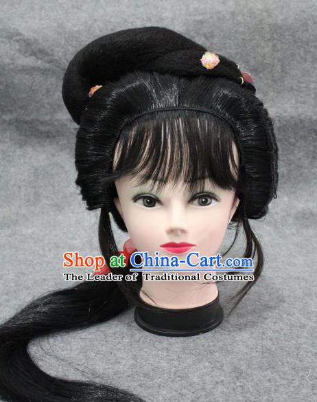 Traditional Handmade Chinese Ancient Classical Hair Accessories Peking Opera Young Lady Wig Sheath, China Beijing Opera Hua Tan Headgear