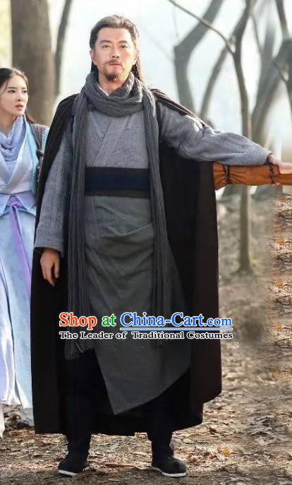 Traditional Chinese Ancient Swordsman Costume, Chinese Qin Dynasty Kawaler Hanfu Clothing for Men