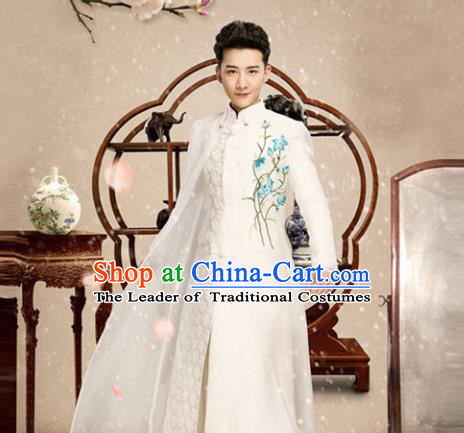 Traditional Chinese Nobility Childe Costume, Elegant Hanfu Clothing Chinese Ancient Republic of China Young Master Embroidery Robe Clothing