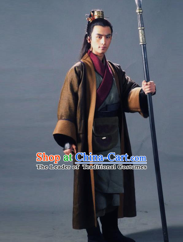 Traditional Chinese Ancient Kawaler Costume, Elegant Hanfu Clothing Chinese Ancient Song Dynasty Swordsman Clothing