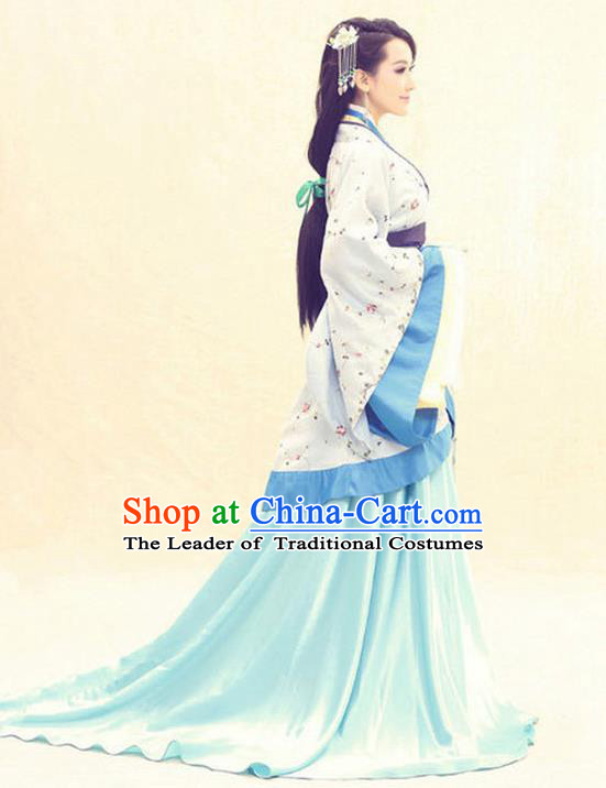 Traditional Ancient Chinese Imperial Consort Costume, Elegant Hanfu Clothing Chinese Han Dynasty Palace Lady Tailing Embroidered Clothing for Women