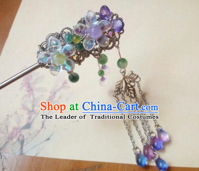 Traditional Handmade Chinese Ancient Classical Hair Accessories Hairpin Headwear Tassel Hair Stick for Women