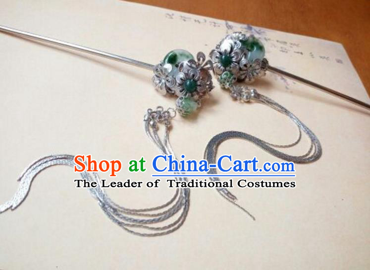 Traditional Handmade Chinese Ancient Classical Hair Accessories Hairpins Tassel Step Shake for Women