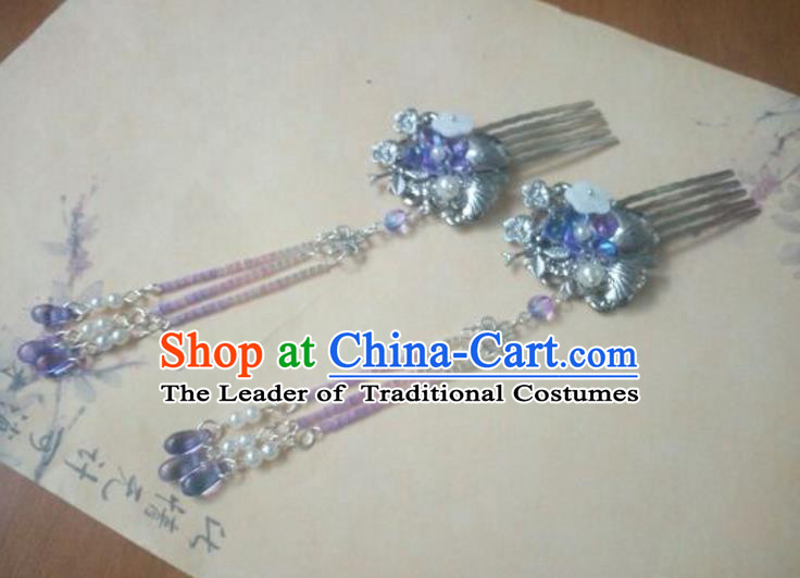 Traditional Handmade Chinese Ancient Classical Hair Accessories Hairpins Tassel Hair Comb for Women