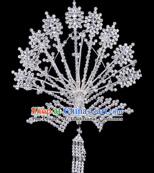 Traditional Beijing Opera Diva Hair Accessories Crystal Phoenix Hairpins, Ancient Chinese Peking Opera Hua Tan Tassel Step Shake Hair Stick Headwear