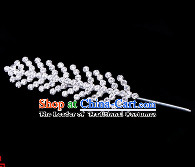 Traditional Beijing Opera Diva Hair Accessories Crystal Fishbone Head Ornaments Hairpins, Ancient Chinese Peking Opera Hua Tan Hair Stick Headwear