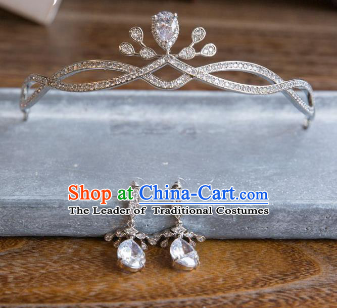 Top Grade Handmade Classical Hair Accessories Baroque Style Princess Zircon Royal Crown Headwear for Women