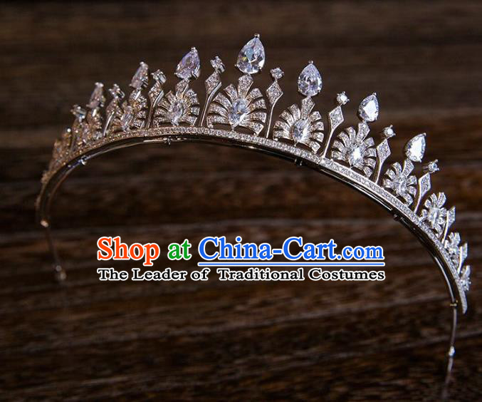 Top Grade Handmade Classical Hair Accessories Baroque Style Princess Crystal Royal Crown Zircon Hair Clasp Headwear for Women