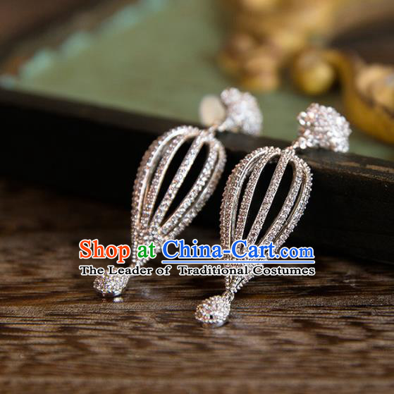 Top Grade Handmade Classical Accessories Baroque Style Princess Crystal Earrings Zircon Eardrop Headwear for Women