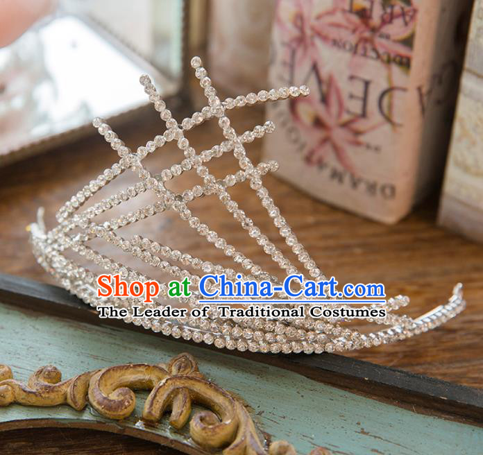 Top Grade Handmade Classical Hair Accessories Baroque Style Princess Crystal Royal Crown Hair Clasp Headwear for Women