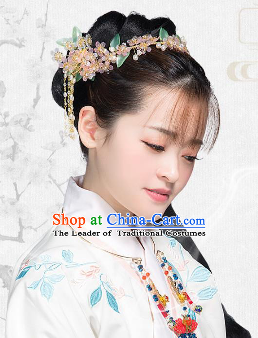 Chinese Handmade Classical Hair Accessories Bride Pink Hair Clasp Complete Set, China Xiuhe Suit Hairpins Wedding Headwear for Women