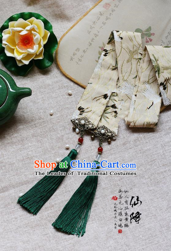 Chinese Handmade Classical Accessories Green Tassel Palace Taeniasis, China Hanfu Waist Pendant Headwear for Women for Men