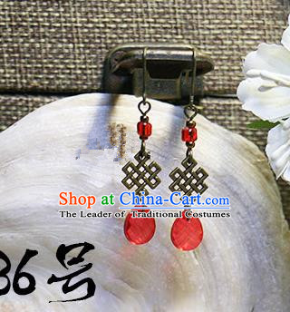 Chinese Handmade Classical Accessories Hanfu Red Earrings, China Xiuhe Suit Tassel Eardrop for Women