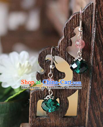 Chinese Handmade Classical Accessories Hanfu Green Tassel Earrings, China Xiuhe Suit Wedding Eardrop for Women