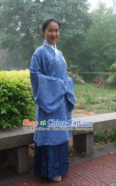 Traditional Oriental China Ming Dynasty Costume Embroidery Long Blouse and Skirt, Chinese Ancient Princess Embroidered Clothing for Women