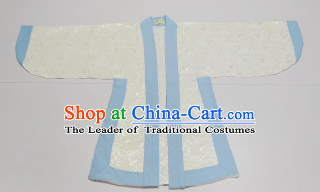 Traditional Chinese Han Dynasty Scholar Costumes Blue Edge Blouse for Kids