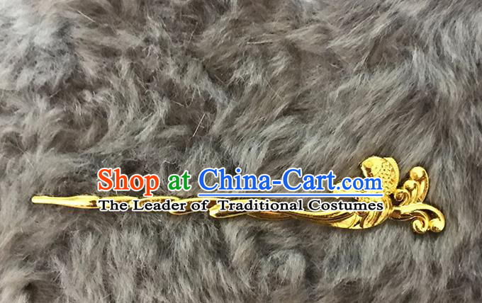 Chinese Handmade Classical Hair Accessories Hanfu Golden Hairpins Headwear for Women