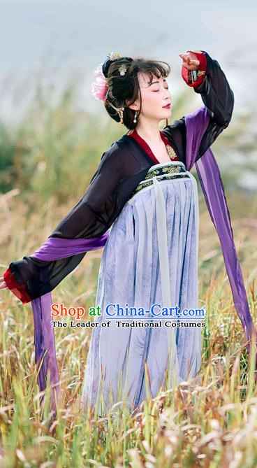 Traditional Chinese Ancient Palace Lady Costume, Asian China Tang Dynasty Imperial Concubine Embroidered Slip Skirts for Women