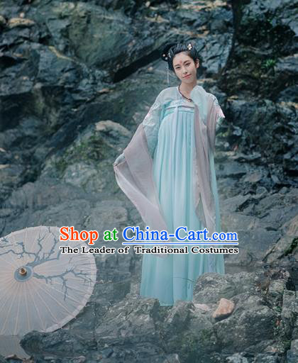 Traditional Chinese Ancient Palace Lady Costume, Asian China Tang Dynasty Princess Embroidered Dress for Women